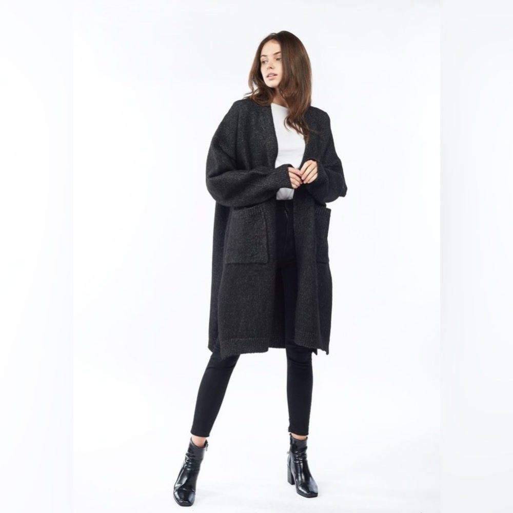 LOOK BY M Bounce Wool Cardigan - Black/Gray